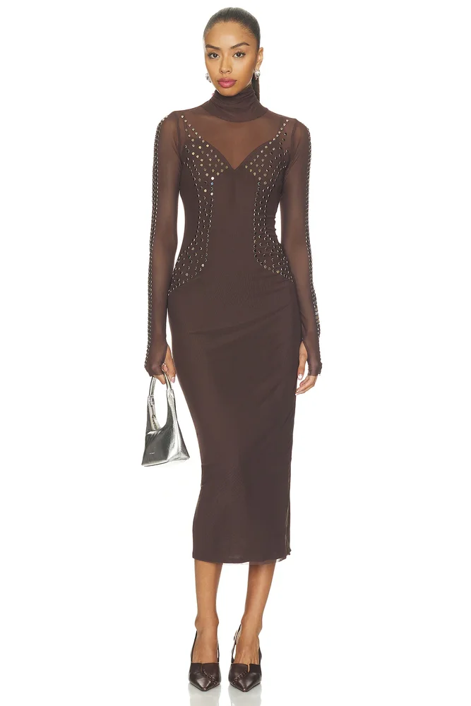 Shailene Studded Mesh Dress