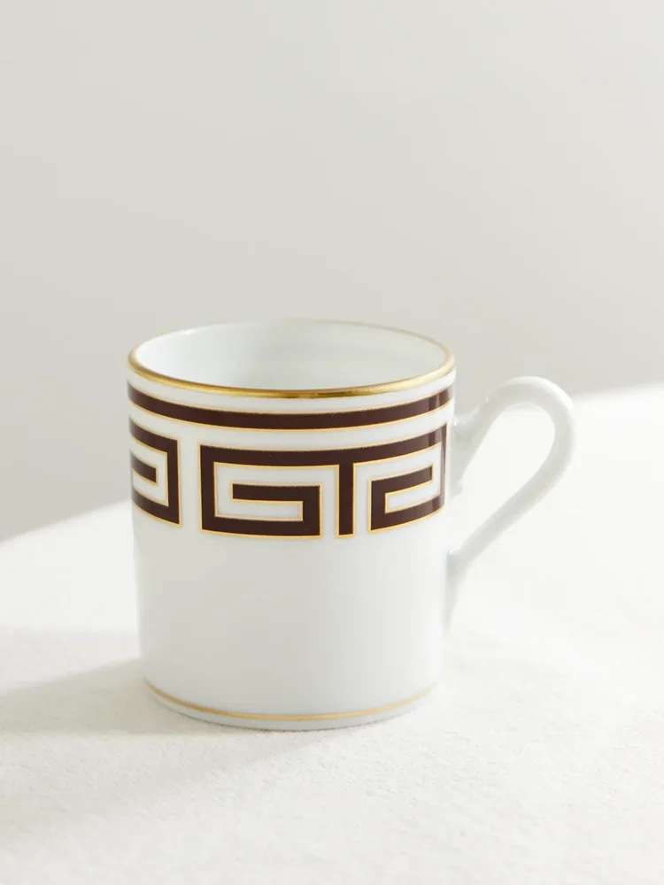 Labirinto gold-plated porcelain coffee cup