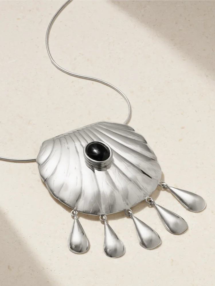 Petra silver onyx necklace
