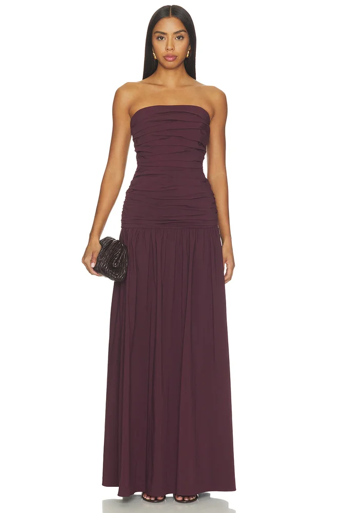 Campbell Stapless Ruched Maxi Dress