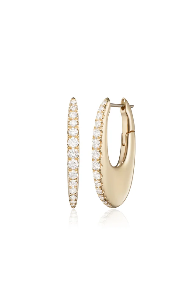 Lulu Medium 18k Yellow Gold Diamond Hoop Earrings