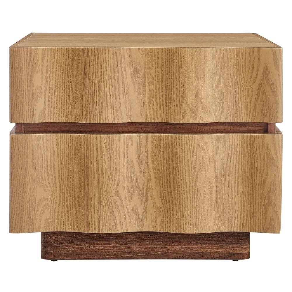 Isola 2 Drawer Nightstand In Light Oak Walnut
