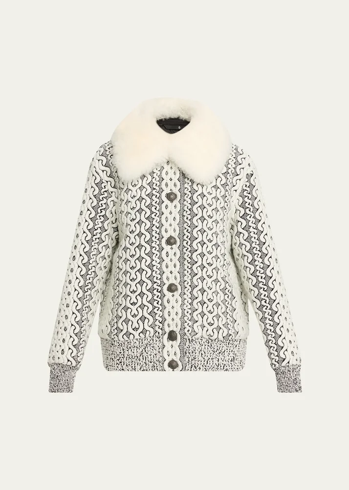 Beille Bomber Jacket with Detachable Shearling Collar