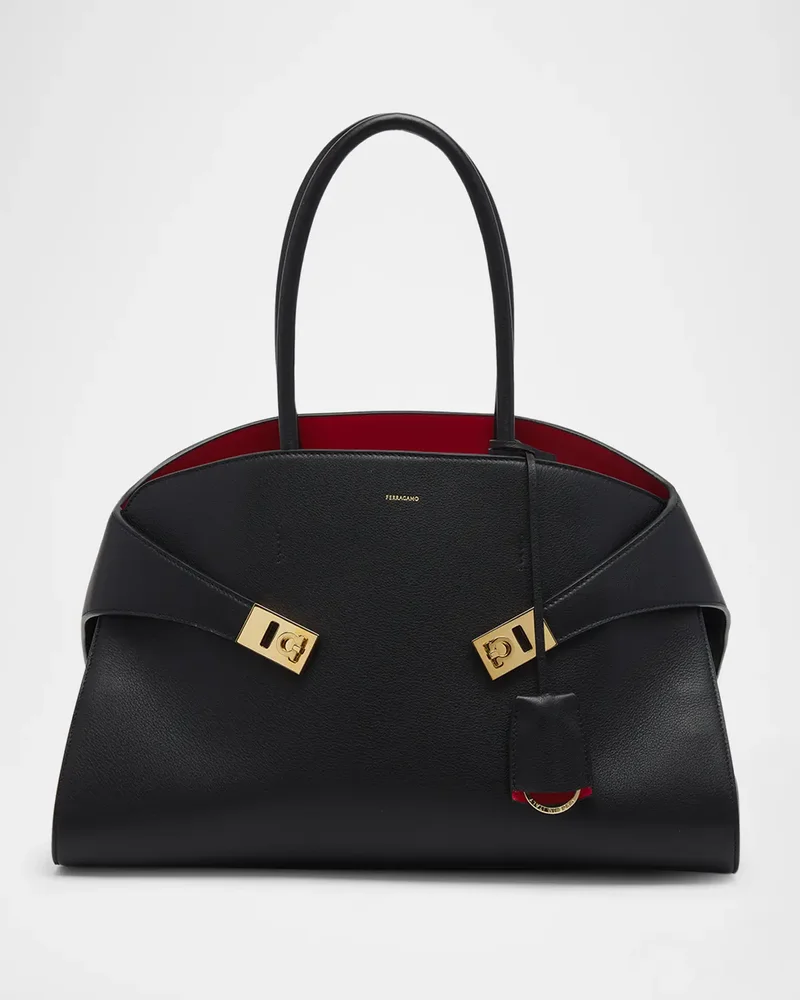 Small Hug Leather Top-Handle Bag