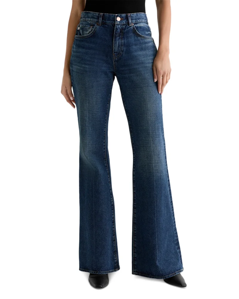 Georgia Mid Rise Flare Jeans in Indigo Tone