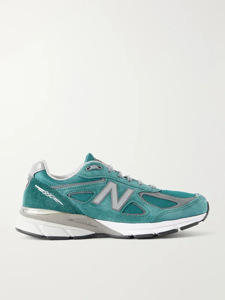 990v4 suede-trimmed mesh sneakers