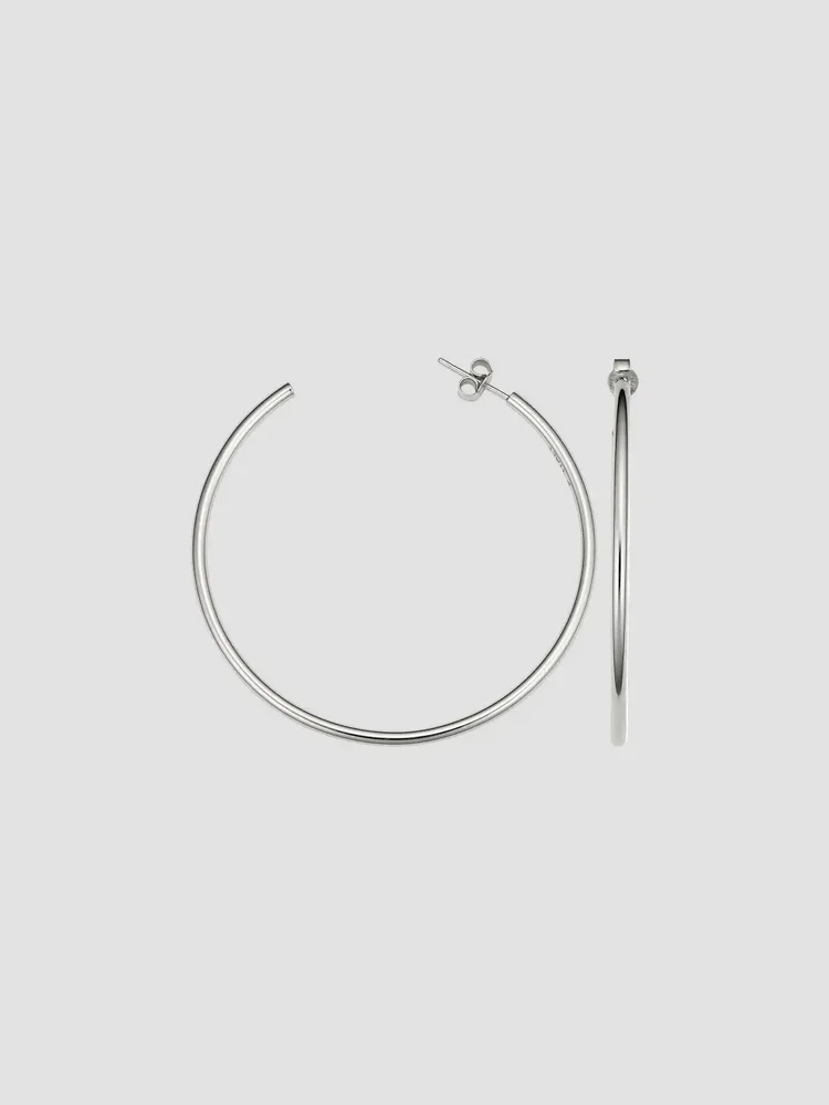 14K White Gold Open Hoop Earrings