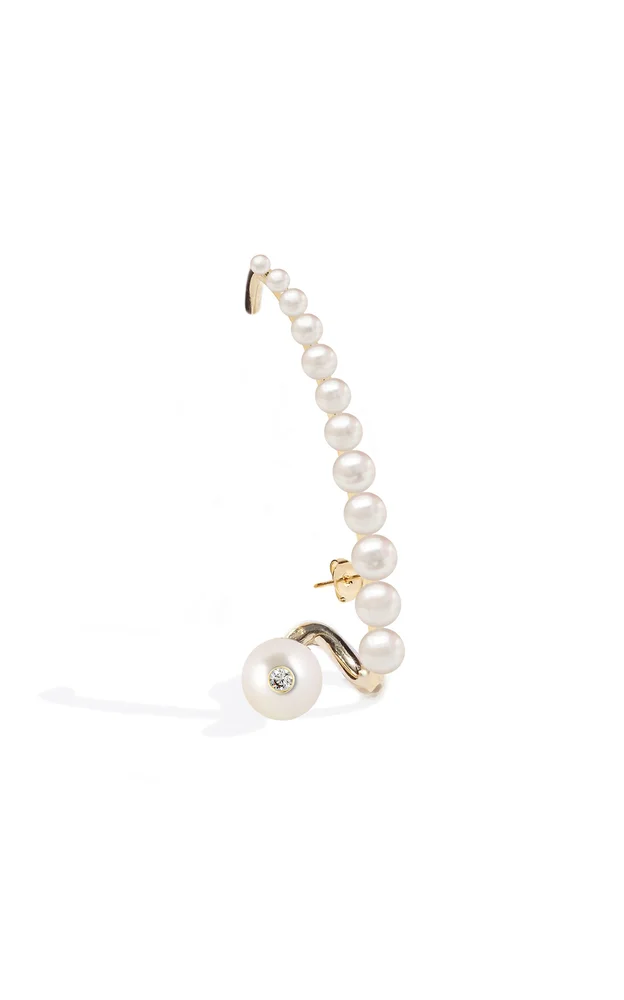 18k Yellow Gold Pearl Crescendo Single Earring