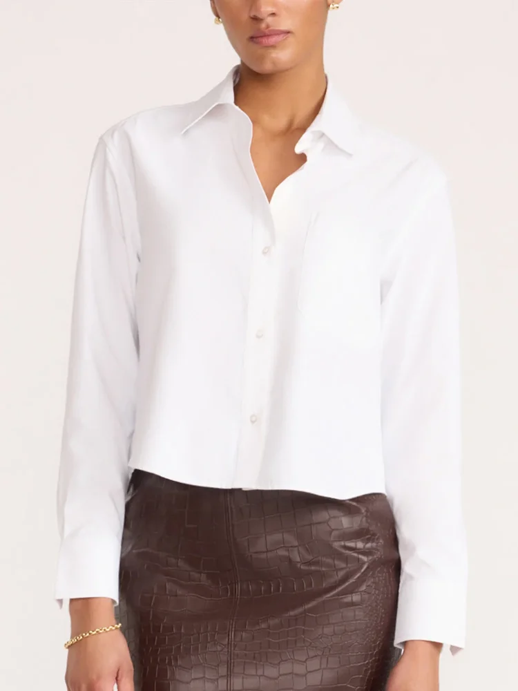 Everyday Cropped Shirt in Salt White