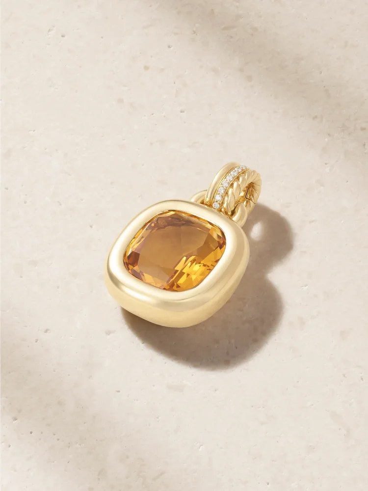DY Mercer® 18-karat gold, citrine and diamond pendant