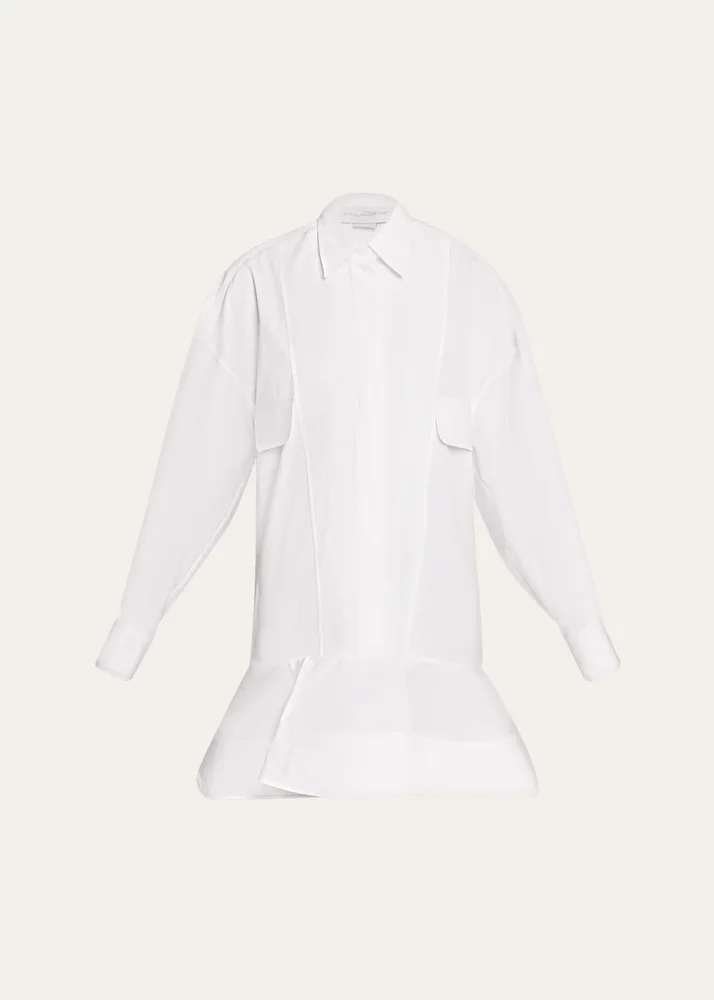 Poplin Peplum Pique Shirtdress