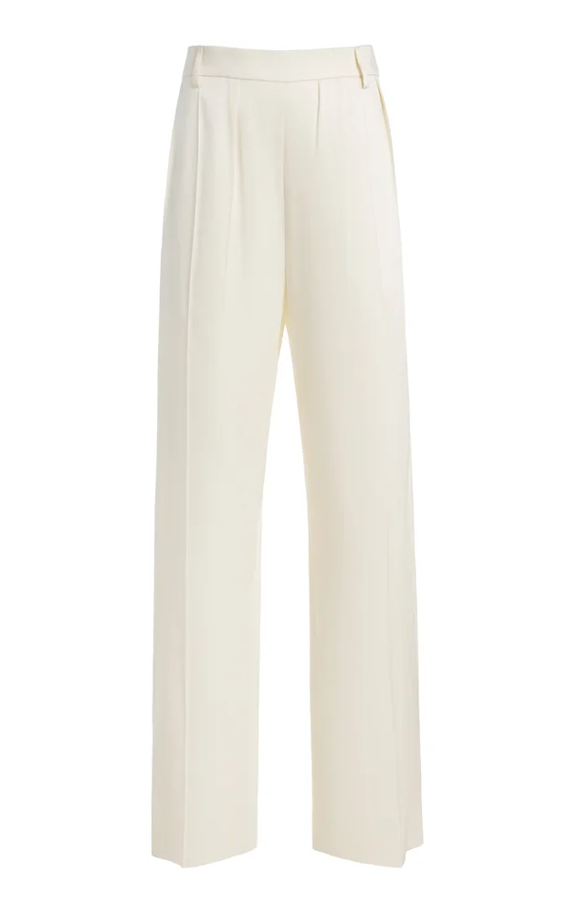 Relaxed Mid-Rise Crepe Curved-Leg Trousers