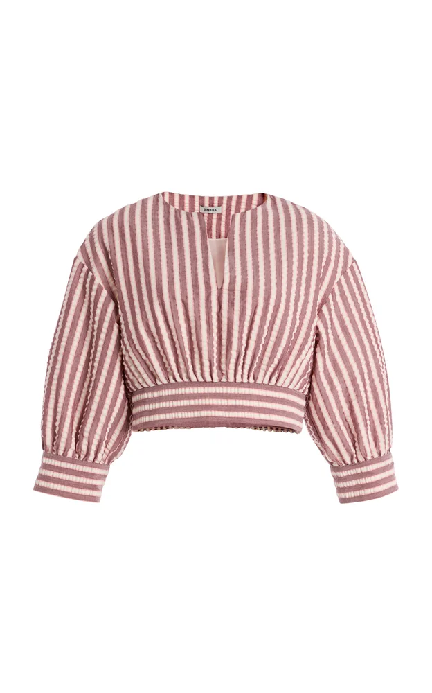 Noralie Striped Cotton-Blend Cropped Top