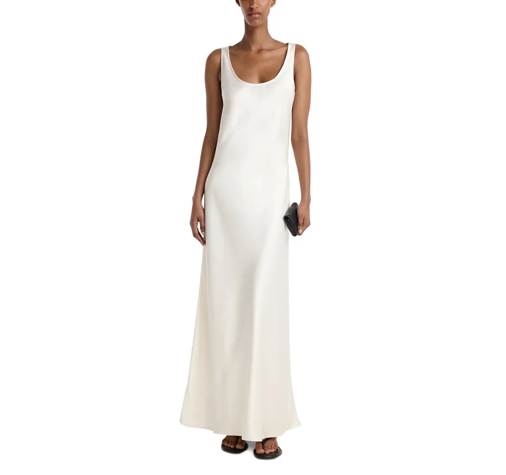 Scoop Neck Satin Dress