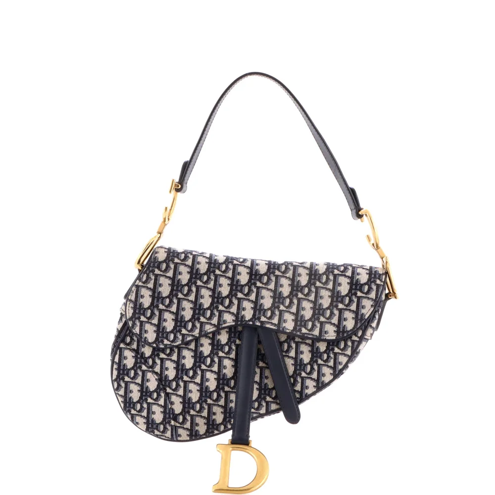 Pre-Owned Saddle Handbag Oblique Canvas Medium