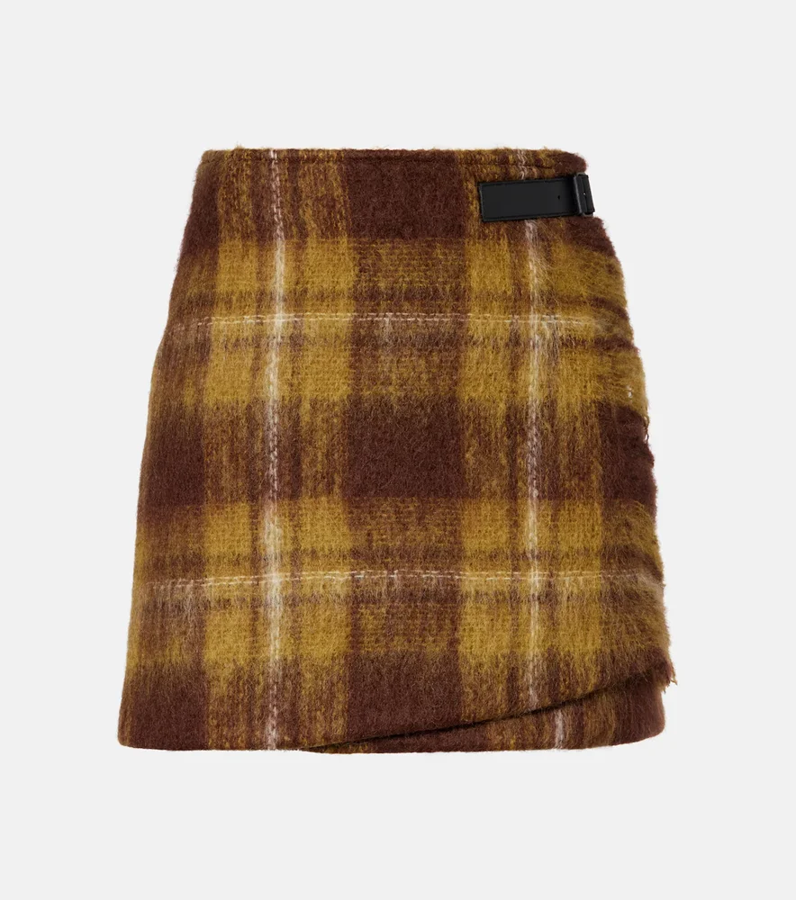 Checked mohair and wool miniskirt