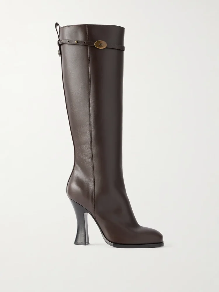 100 belted leather knee-high boots
