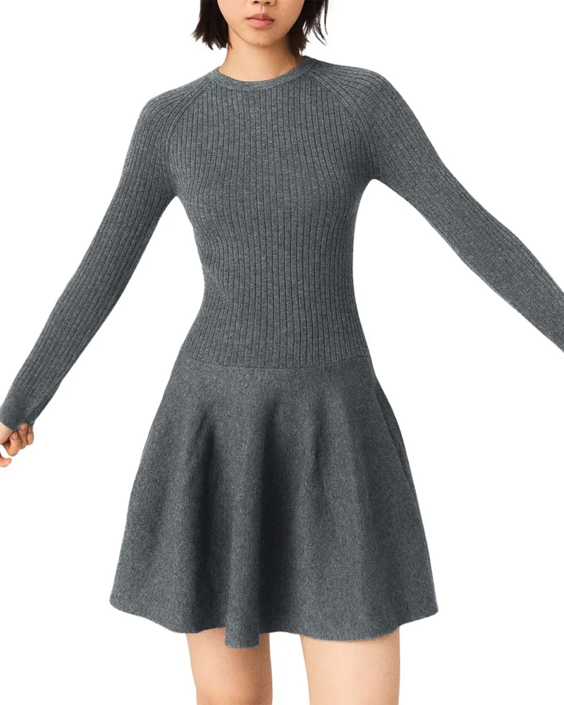 Ribbed Mini Skater Dress