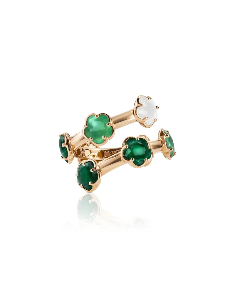 18K Rose Gold Figlia dei Fiori Multi Stone & Diamond Accent Coil Ring