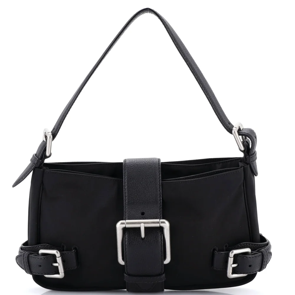 bottegaveneta Buckle Shoulder Bag Nylon with Leather