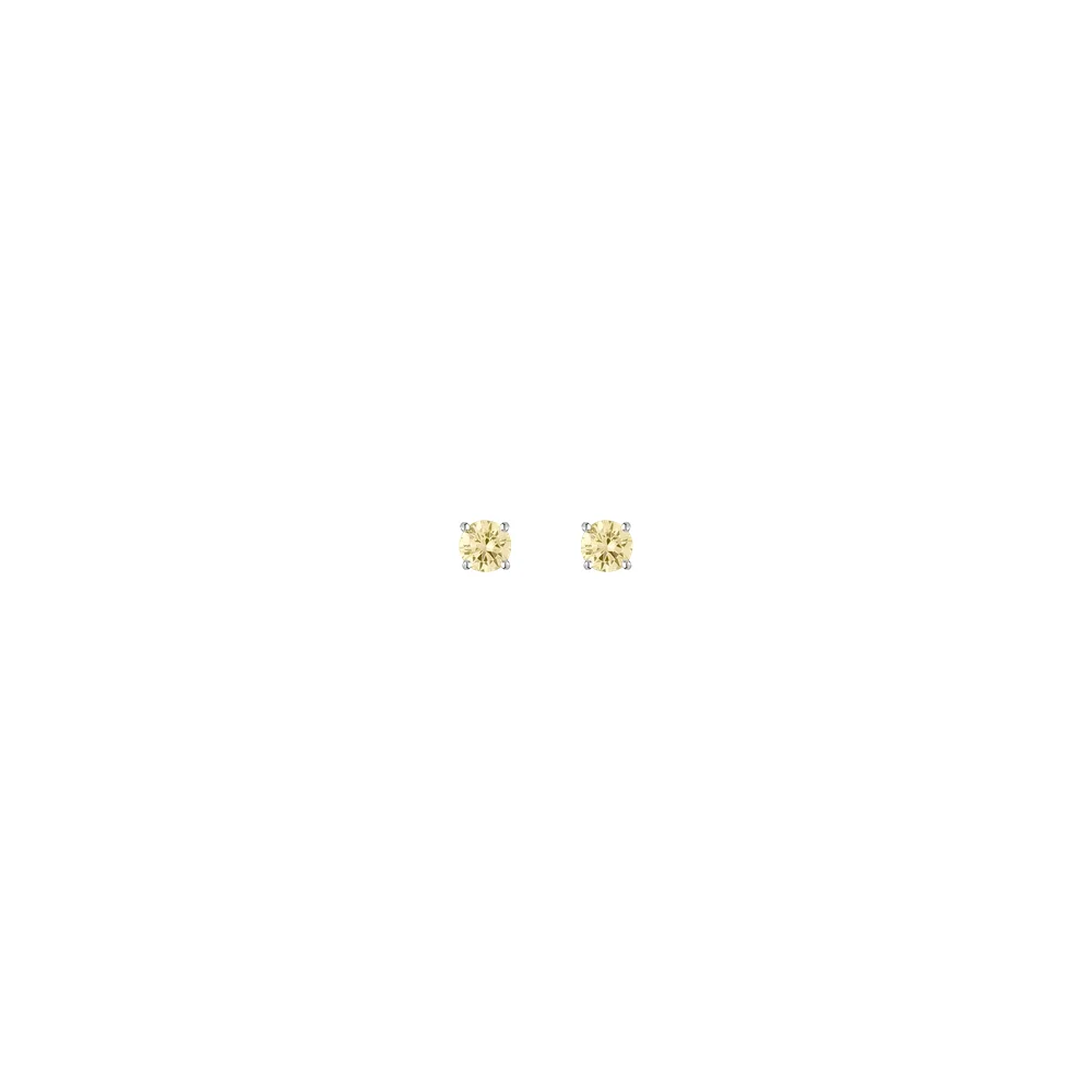Lab Grown Yellow Diamond Solitaire Stud Earrings