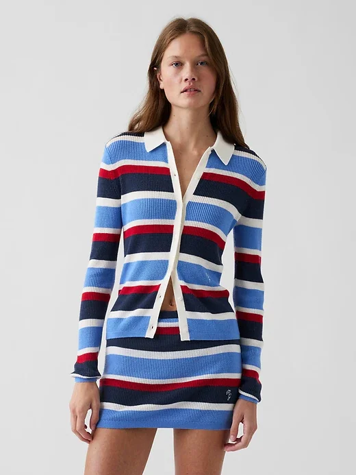 gap.com Gap × Malbon Stripe Polo Cardigan
