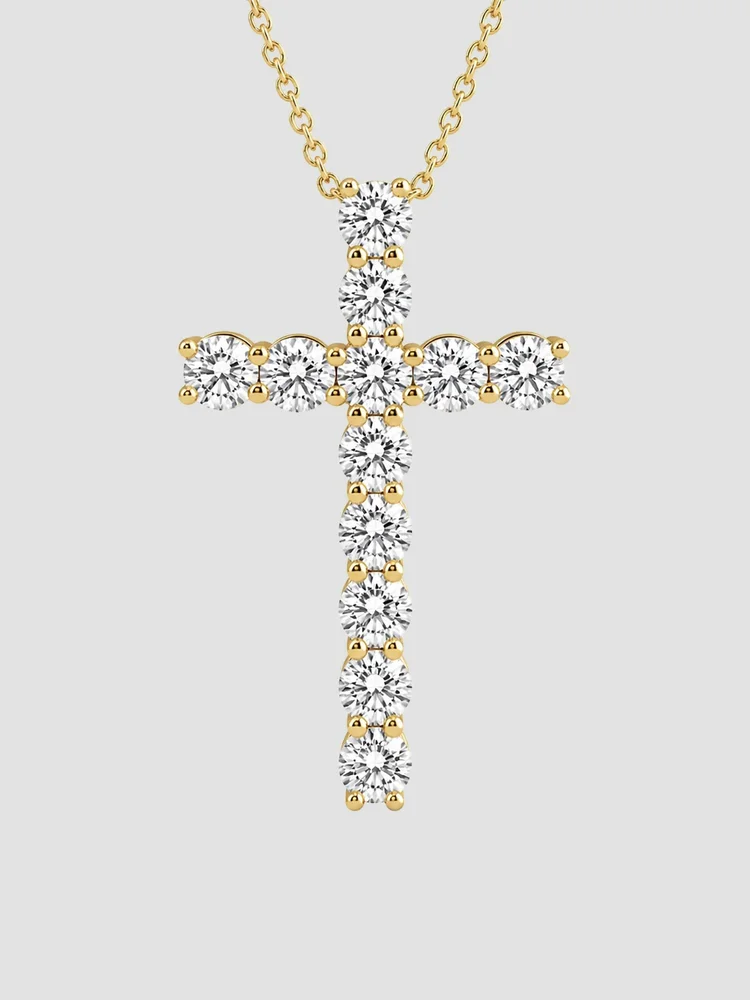 18K Yellow Gold & 1.00 TCW Lab-Grown Diamond Cross Pendant Necklace