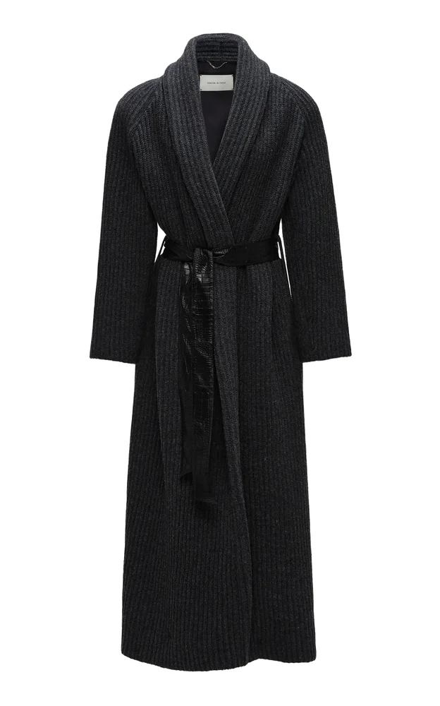 Ribbed-Knit Wool Coat