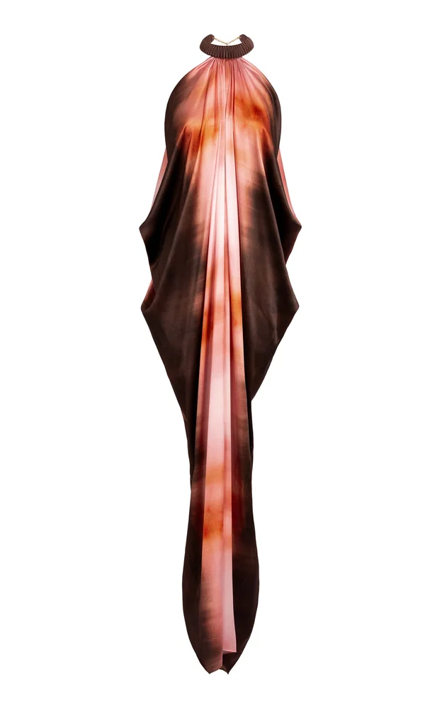 Mene Silk-Blend Halter Maxi Dress