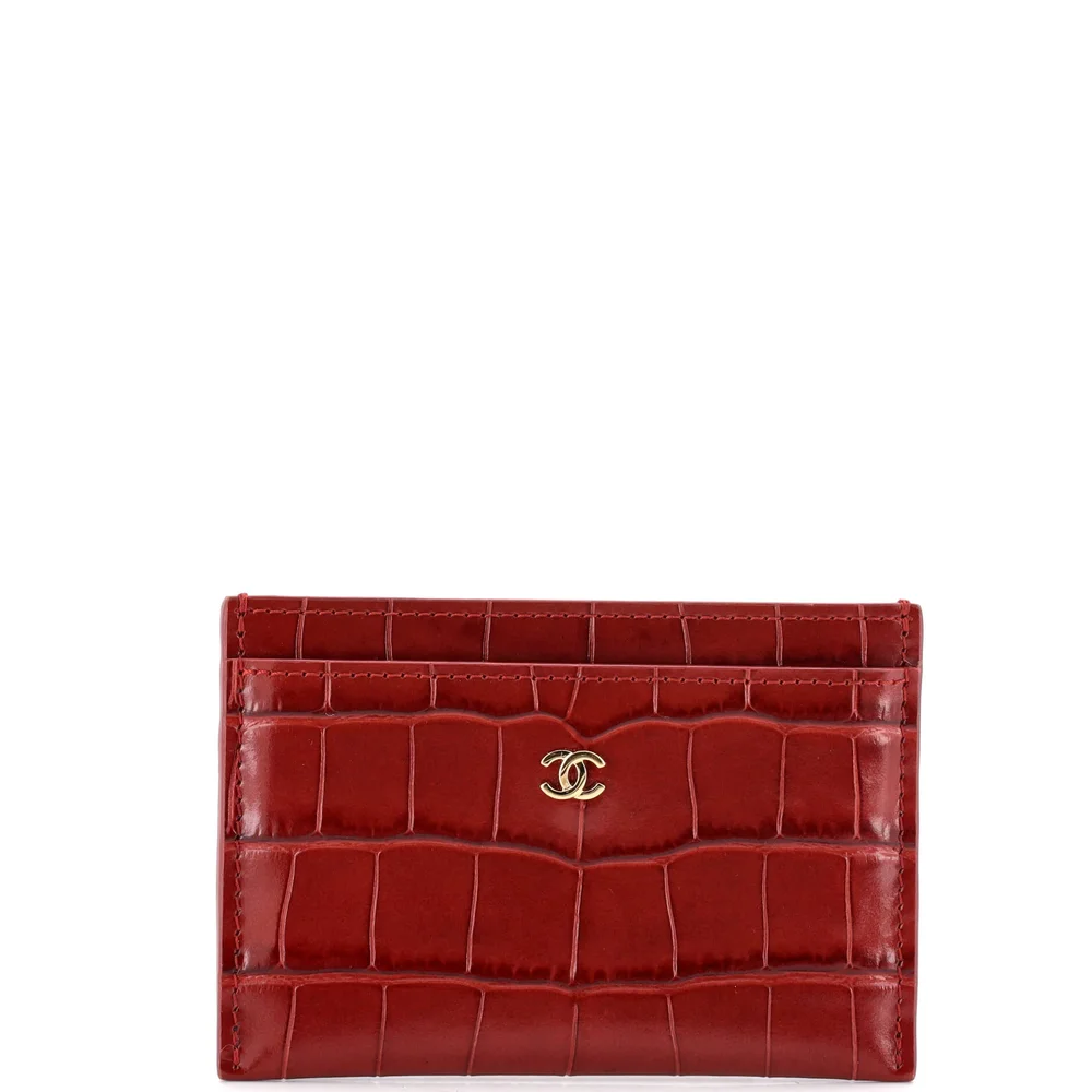 Classic Card Holder Crocodile Embossed Calfskin