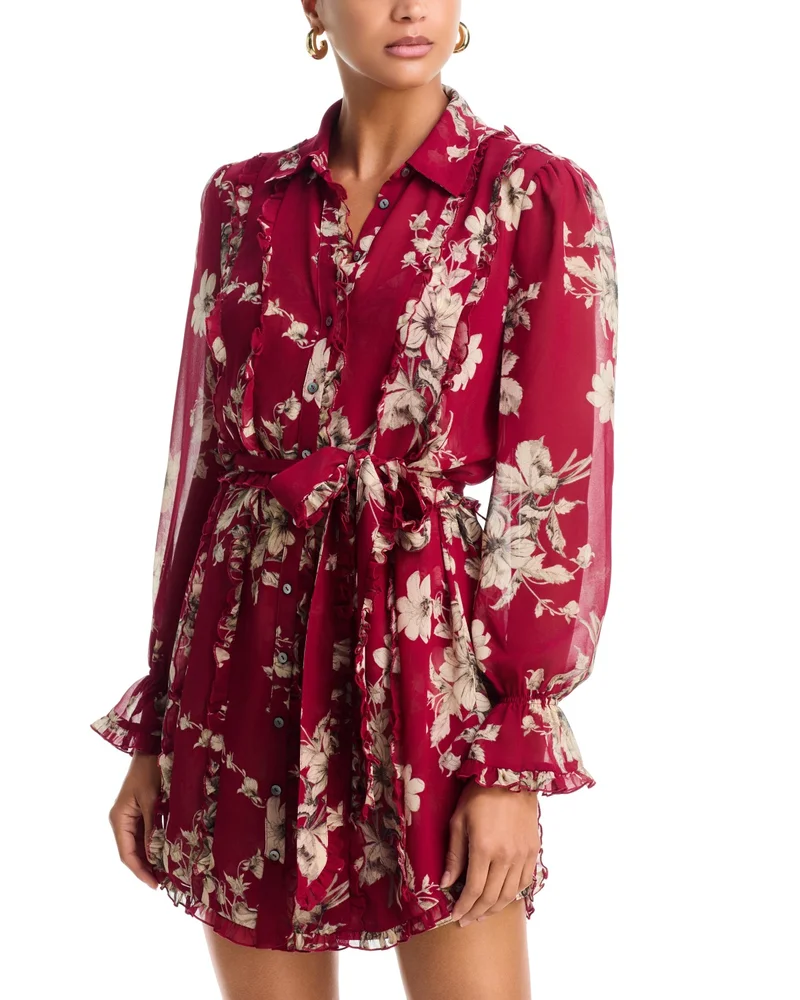 Hand Sketched Floral Shirt Dress