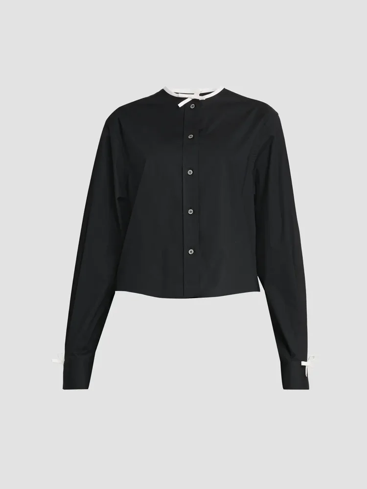 Bow-Accent Poplin Blouse
