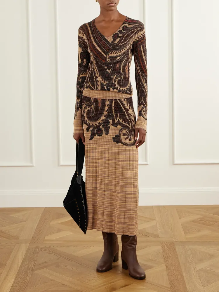 Paisley printed knit sweater