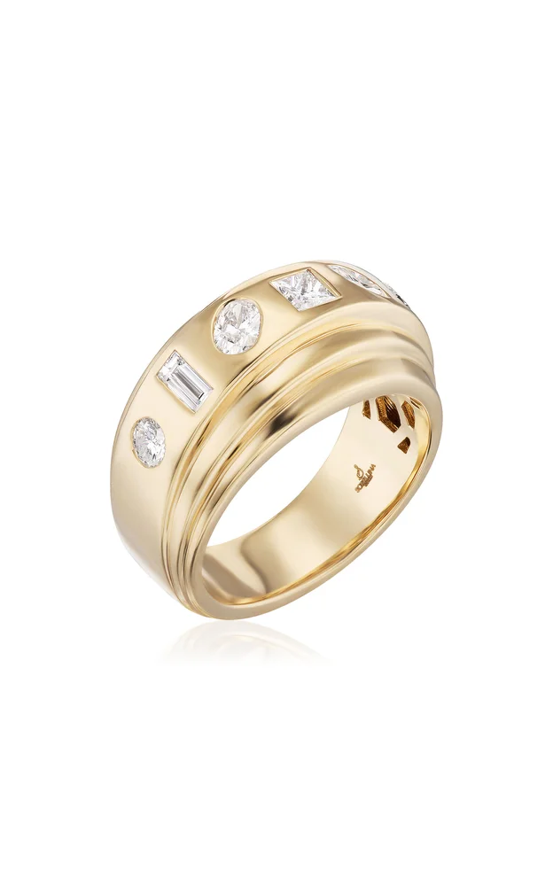 Multi-Stone 18K Yellow Gold Emerald Ring