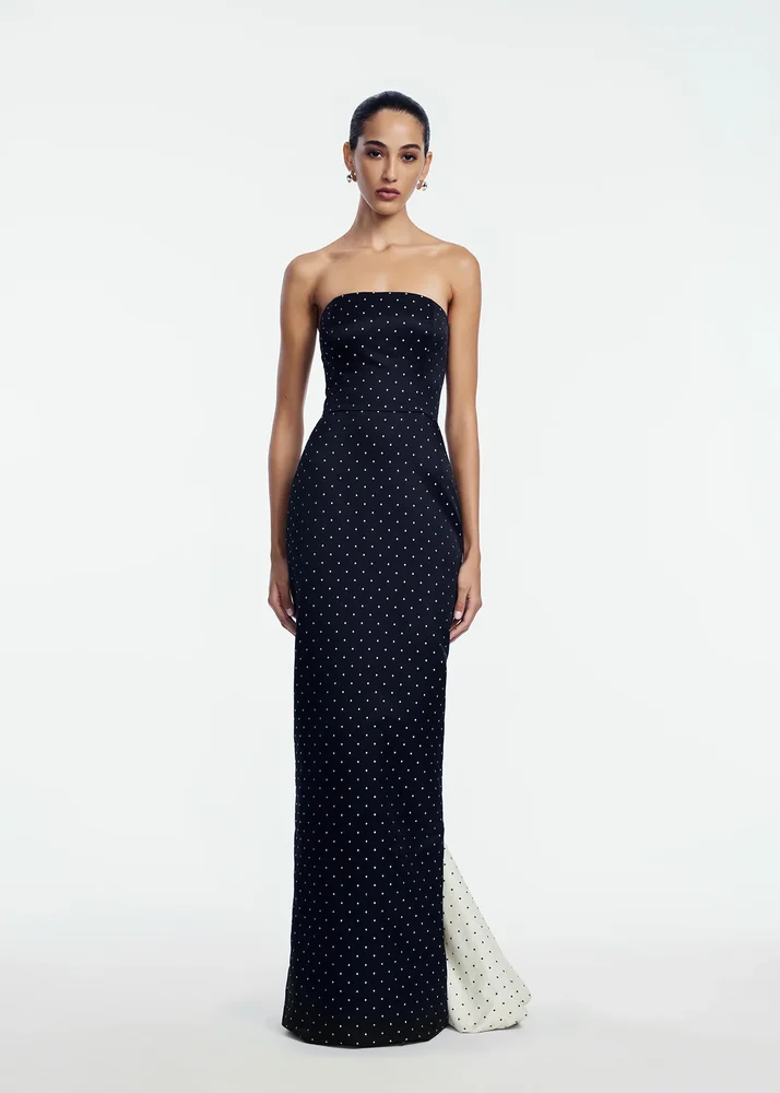 Lela Rose Polka Dot Jacquard Chloe Gown