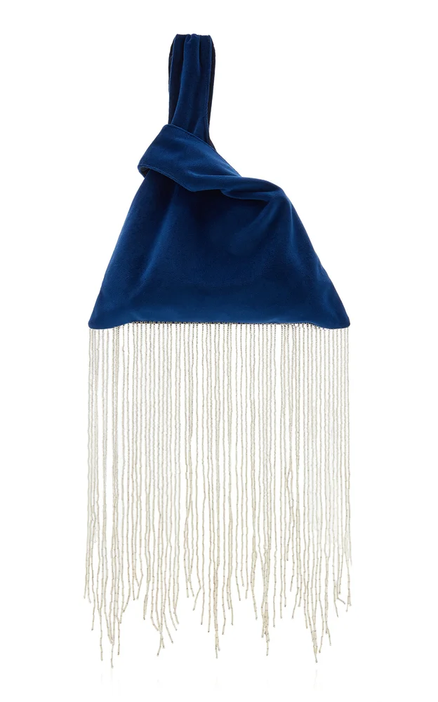 The Midnight Knot Bag In Solid Navy Velvet