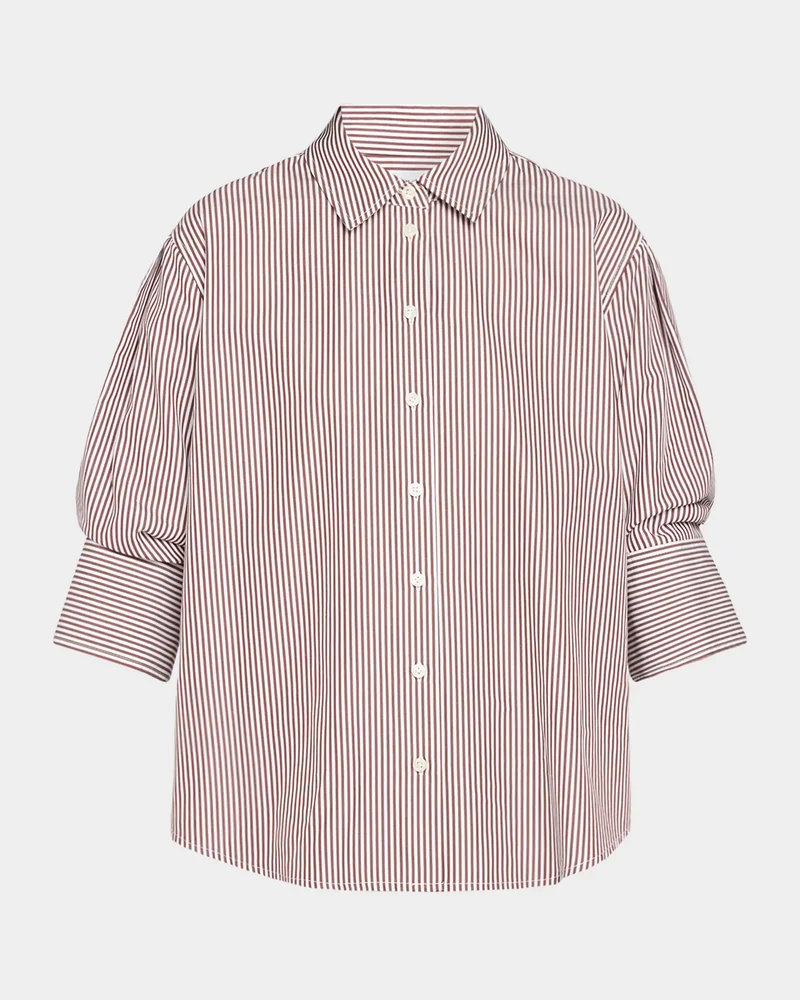 Emmy Striped Cotton Puff-Sleeve Shirt