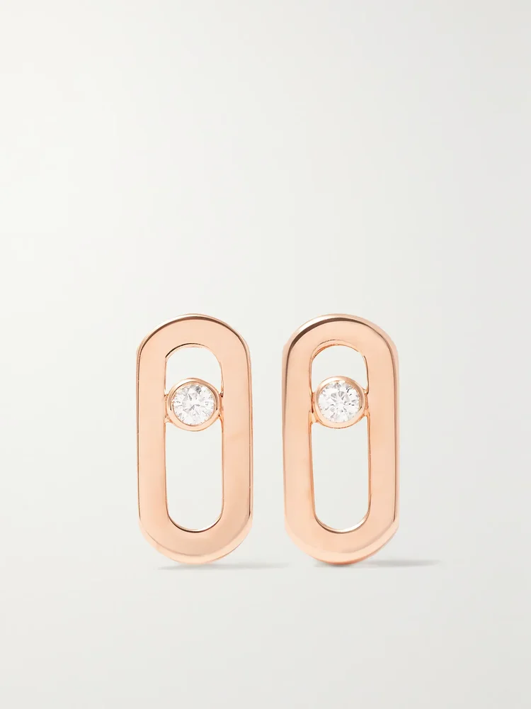 Move Uno 18-karat rose gold diamond earrings