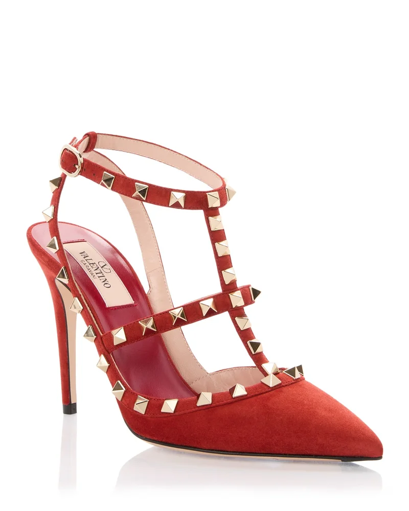 Rockstud Cage Leather Pumps with Studs
