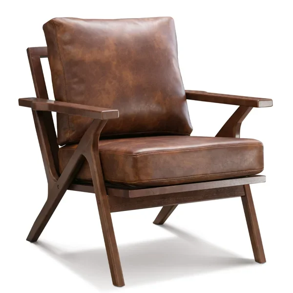 Regenia 29.5" Wide Solid Wood Frame Upholstered Mid Century Modern Retro Accent Chair