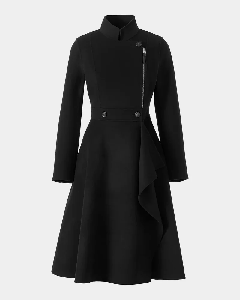 Annia Wool Flared Wrap Coat