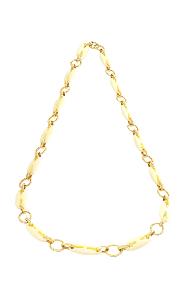 18K Yellow Gold Diamond White Agate Chain
