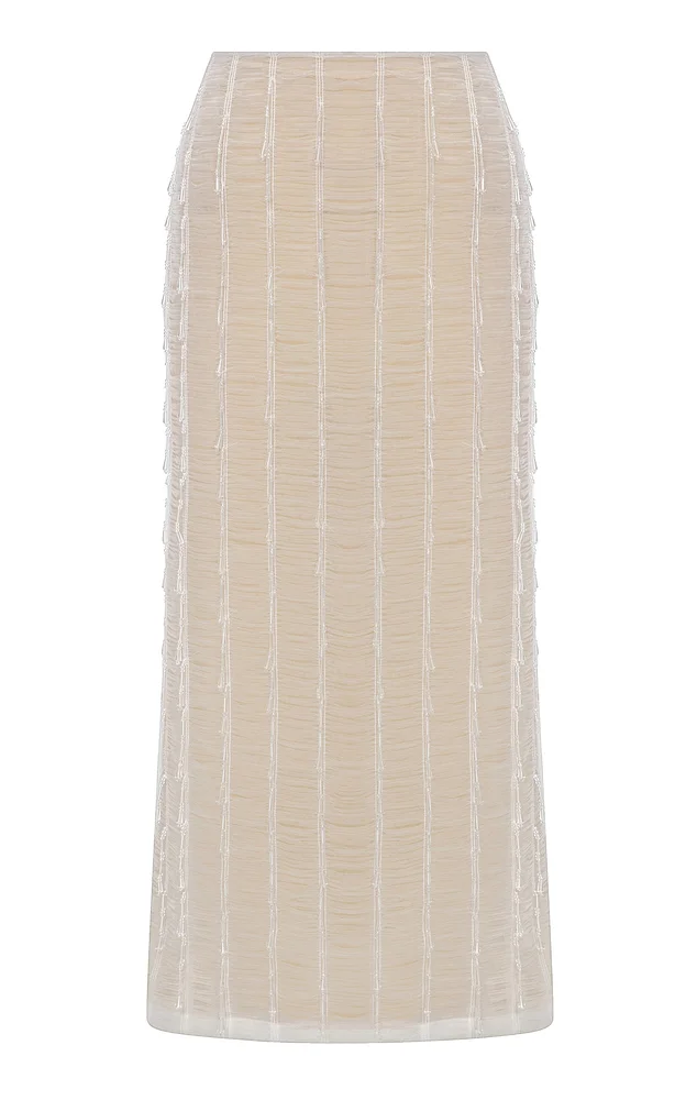 Exclusive Jolie Hand-Embellished Tulle Midi Skirt