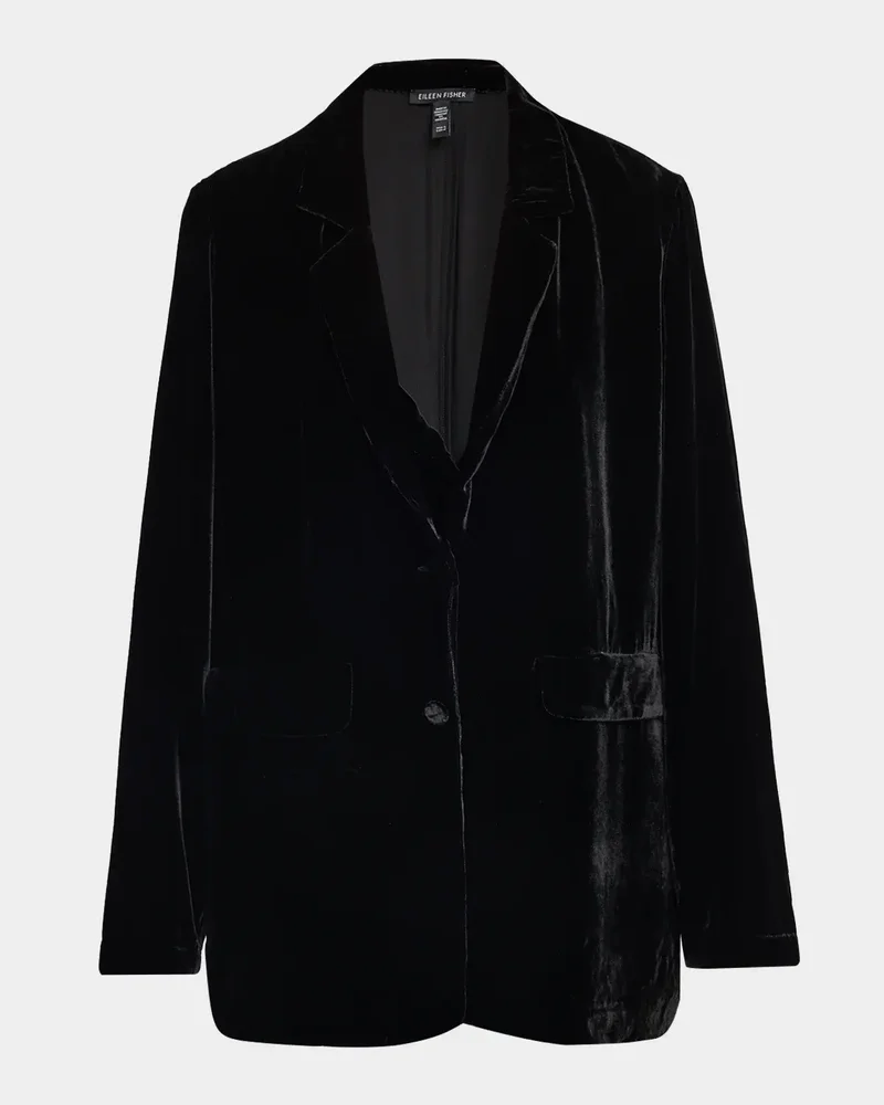 Long Single-Breasted Velvet Blazer