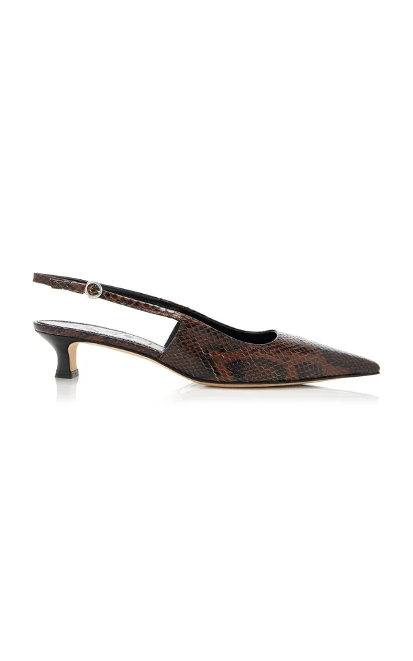 Aeyde Catrina Snake-Effect Slingback Pumps
