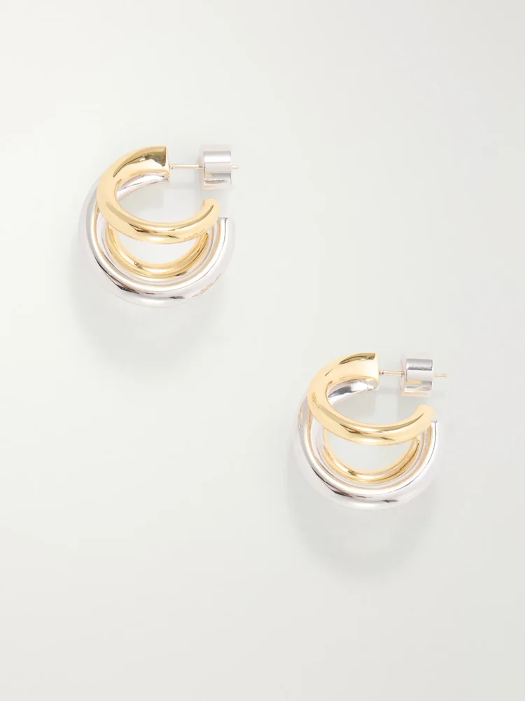 Triple Lilly 10-karat gold and sterling silver-plated brass earrings