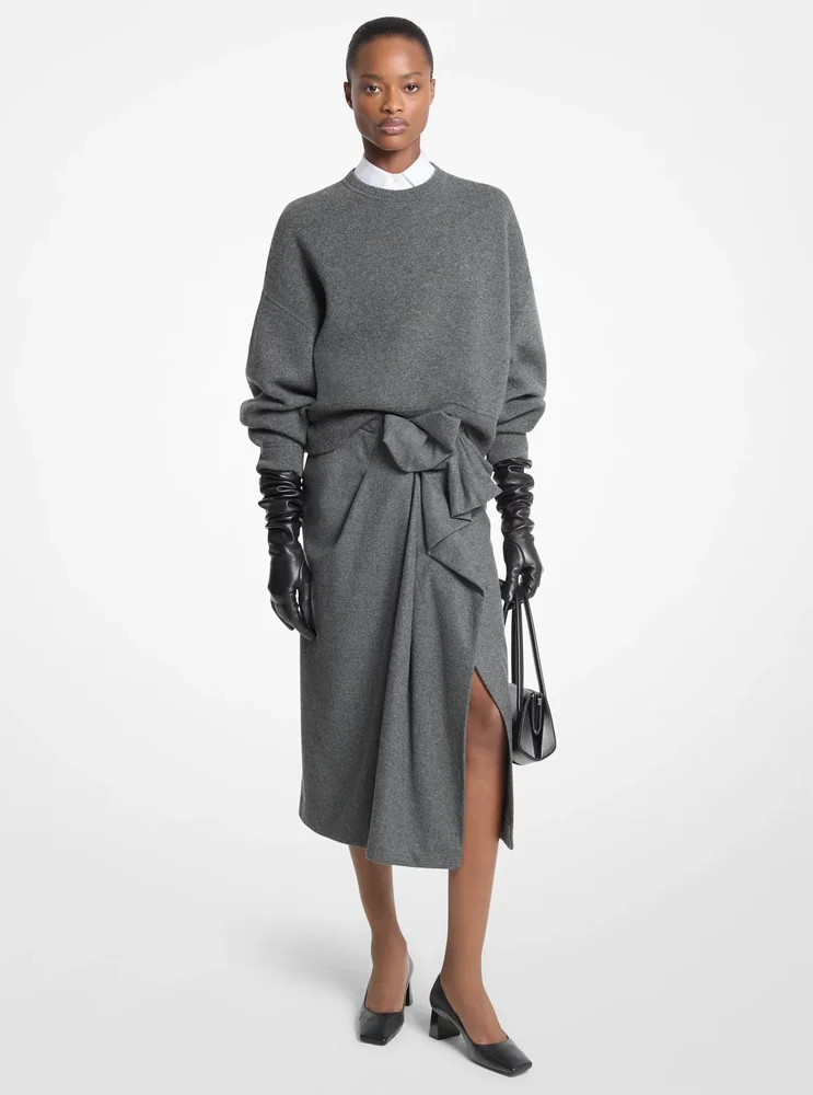 Wool Flannel Origami Slit Skirt