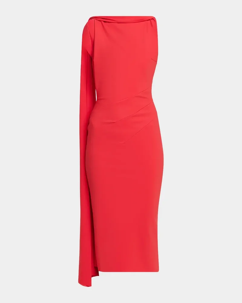 Safan Draped Bateau-Neck Midi Dress
