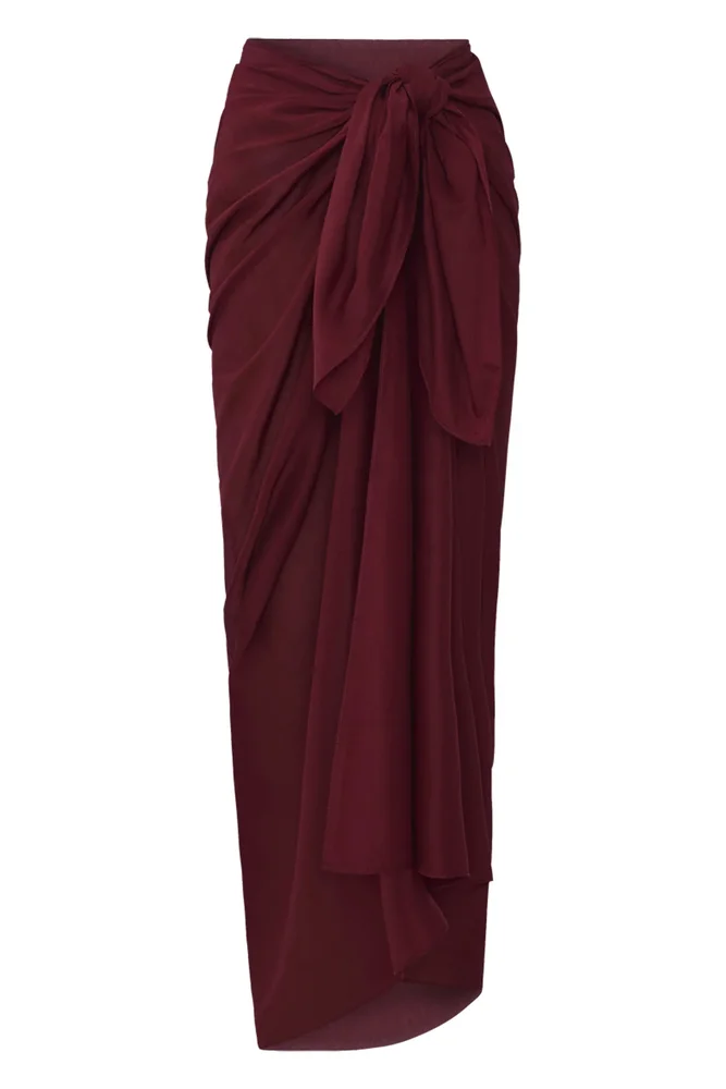 St. Tropez Sarong, Deep Burgundy Cotton Voile