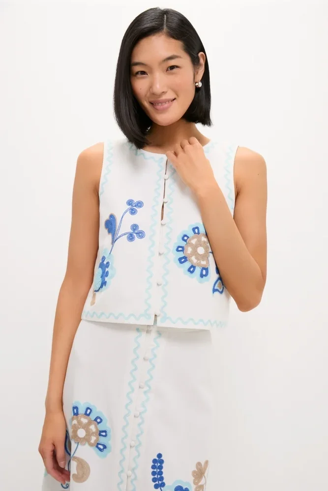 Folk Flower Embroidered Luna Top